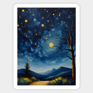 Starry night moon Sticker